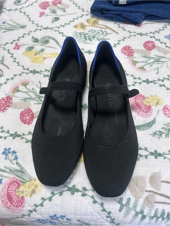 Rothy's Shoes - Rothy's Black Mary Jane Flats with Blue Trim